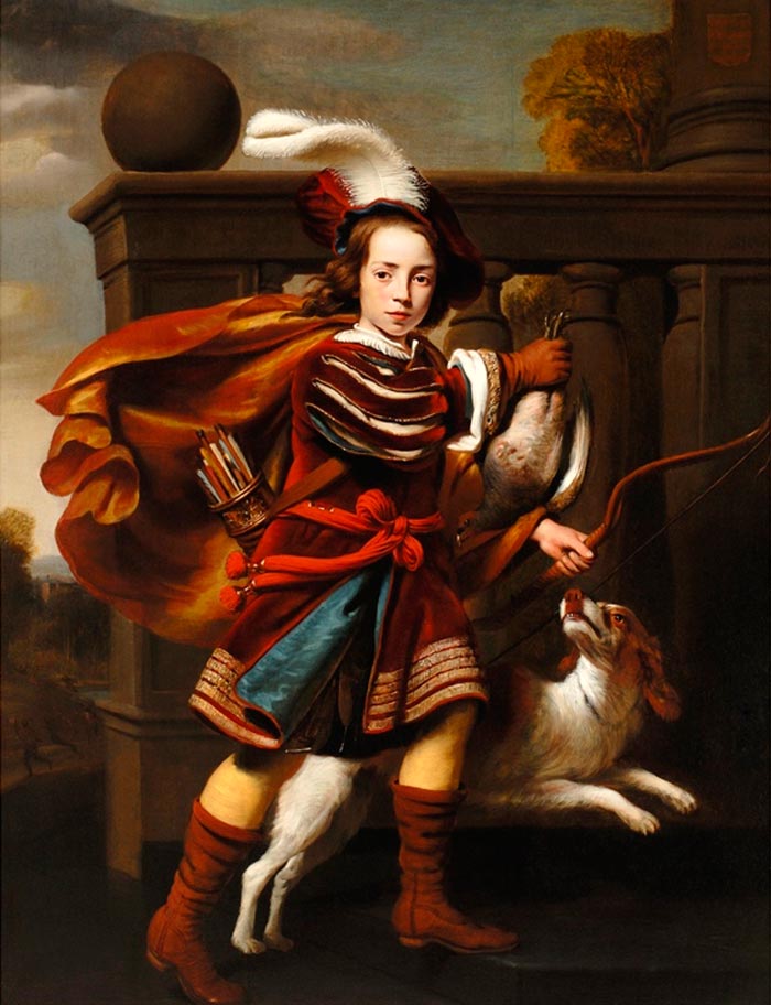 Portrait of a young boy as a hunter with his King Charles Spaniel / Portrait of an unknown boy (Портрет мальчика на охоте со своим кинг-чарльз-спаниелем / Портрет неизвестного мальчика), 1660s
