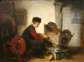 Юный художник, расписывающий колыбель