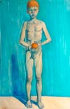 Child holding an orange
