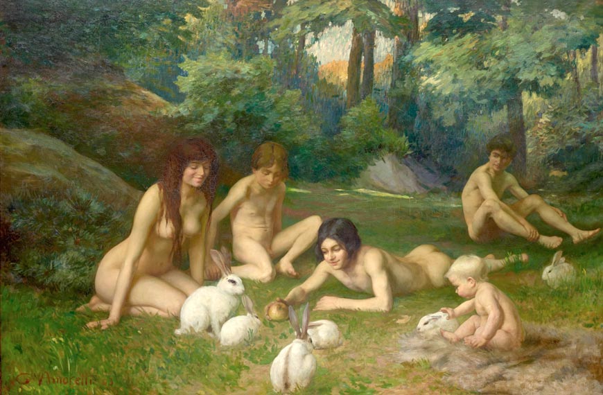 Groupe de figures nudes dans le forêt (Группа обнаженных фигур в лесу)