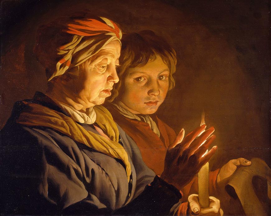 Old woman and a boy by candlelight (Старуха и мальчик при свете свечи)