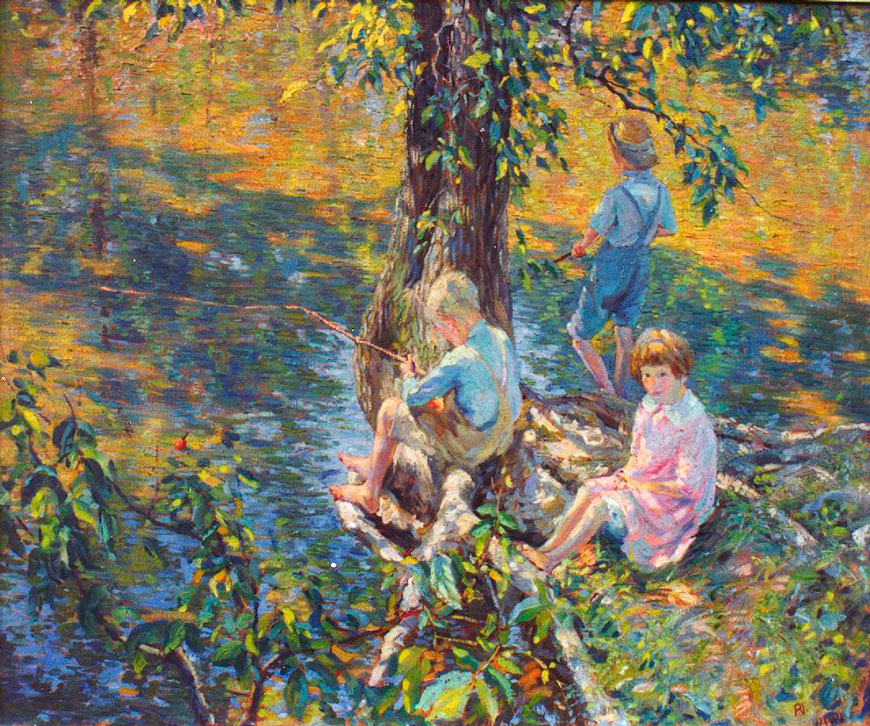 Three Children Fishing (Три ребёнка на рыбалке), 1920