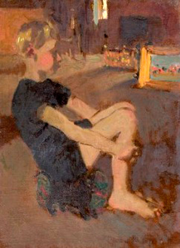 Portrait of a Seated Young Boy with Hands Clasped Around Legs / Seated youth (Портрет сидящего мальчика, обхватившего руками ноги вокруг ног / Сидящий юноша)