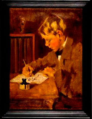 Portrait of a Young Boy Writing at a Desk (Портрет мальчика, пишущего за столом)