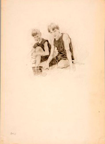 Study of Two Boys Sitting on a Beach (Эскиз двух мальчиков, сидящих на пляже)