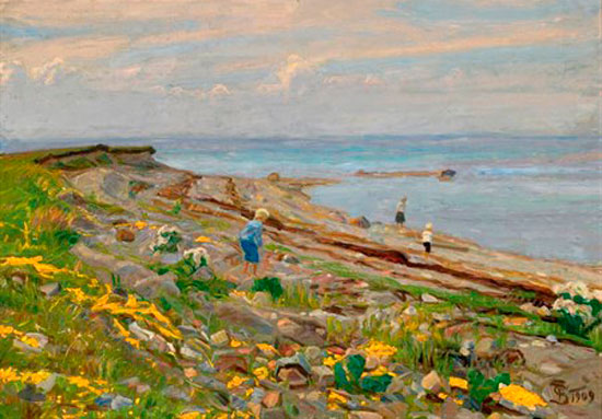 Kunstnerens børn på stranden. Fynshoved (Дети художника на пляже. Финсховед), 1909