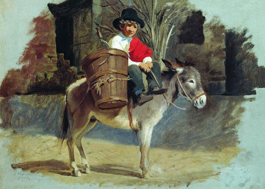 Maльчик нa ocлe (Boy on a donkey), 1855