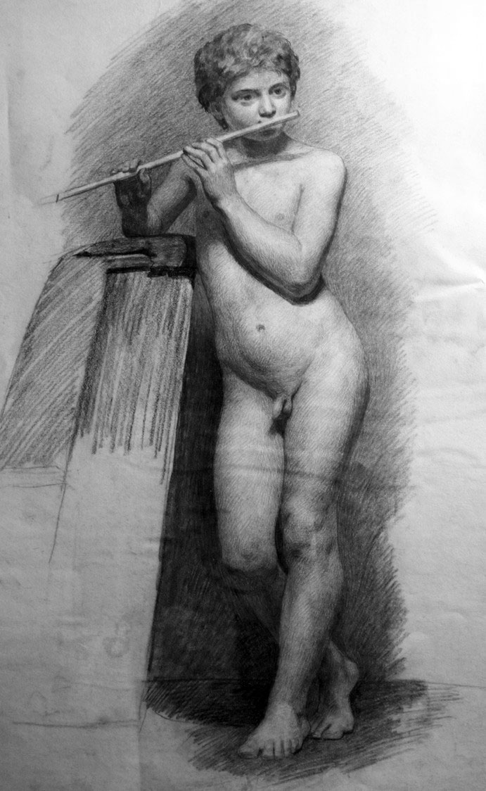 Nude Boy Playing A Flute (Нагой мальчик, играющий на флейте), ca.1880