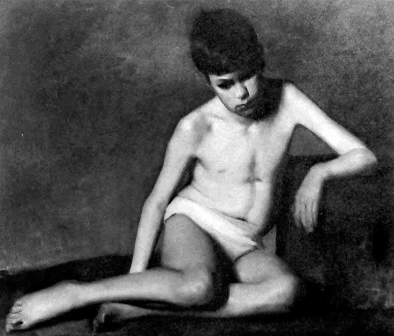 Study of Boy Sitting, Arm on Box (Эскиз сидящего мальчика, с рукой на ящике)