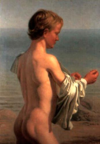 Dreng der klaeder sig om på stranden (Мальчик, одевающийся на пляже), 1881