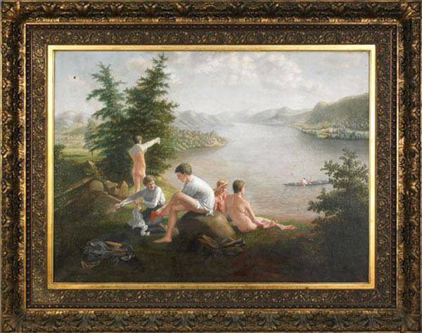 Landscape with young boys swimming in the nude (Пейзаж с купающимися голыми мальчиками), 1883