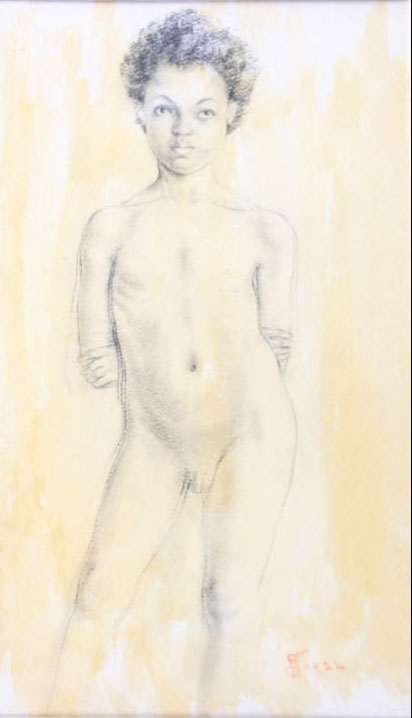 Nude study of a young black boy (Эскиз обнажённого чёрнокожего мальчика), 1924