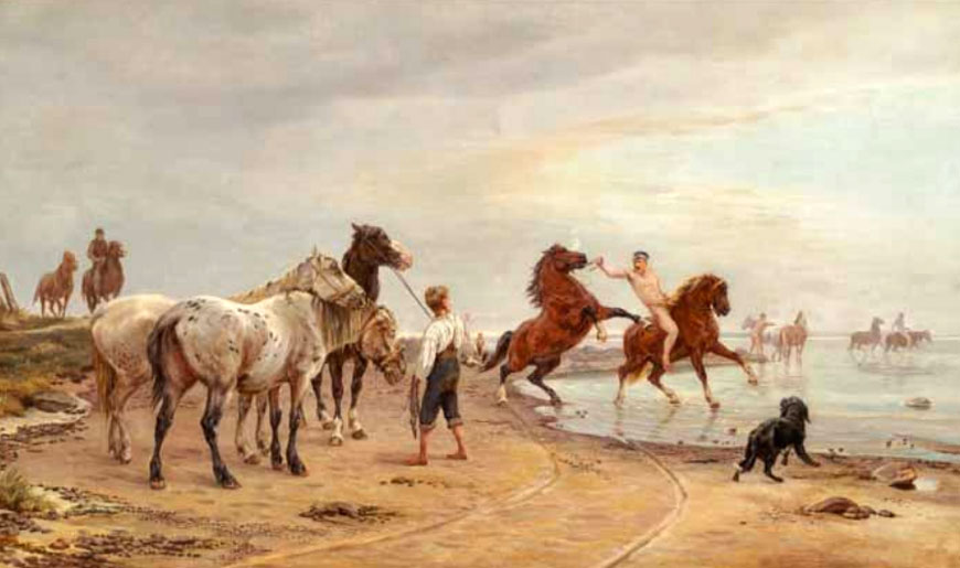 Heste, som rides til Svømning (Лошади, которых ведут купаться), 1873