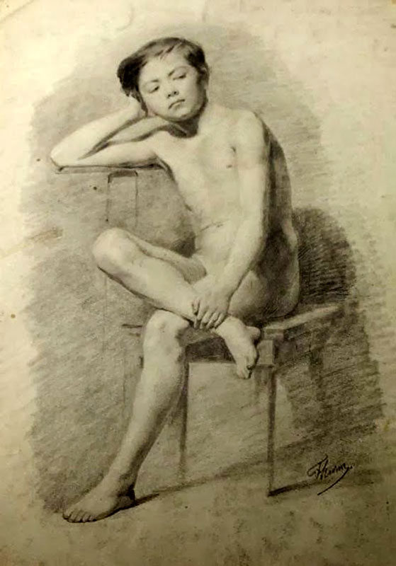 Sitting Nude Ephebe (Сидящий нагой подросток), c.1880-1900