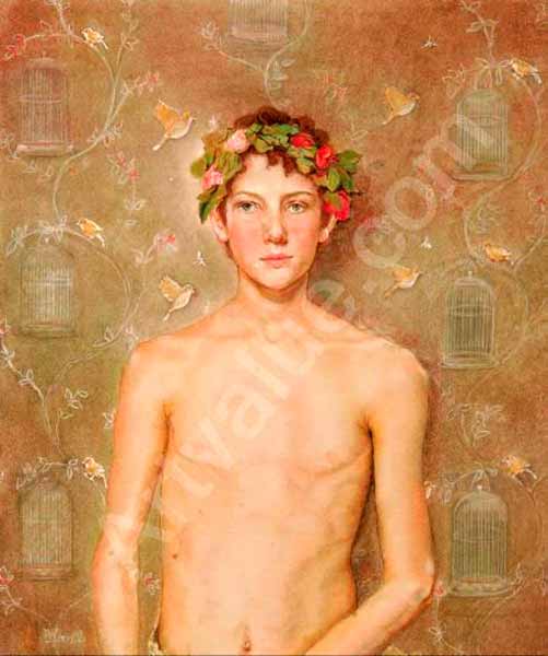 A young boy with floral crown (Мальчик в цветочной короне)