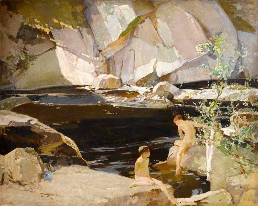 Two boys bathing in a rockpool (Два мальчика, купающихся в бухте между скал)