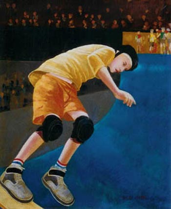 Skateboarder on half pipe (Скейбордист на половине трюка), 2001