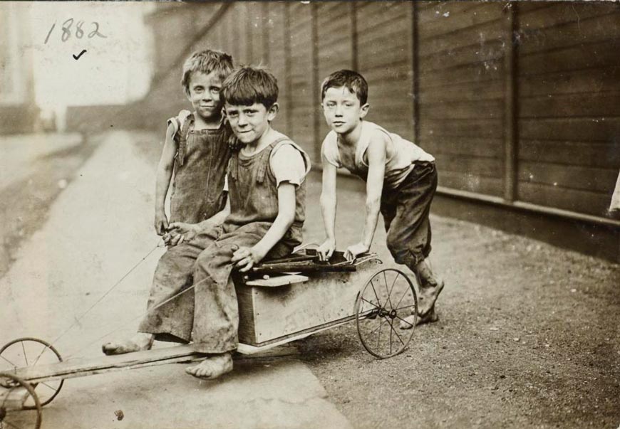 Three Children with Home-Made Scooter (Трое детей с самодельным самокатом), 1910s