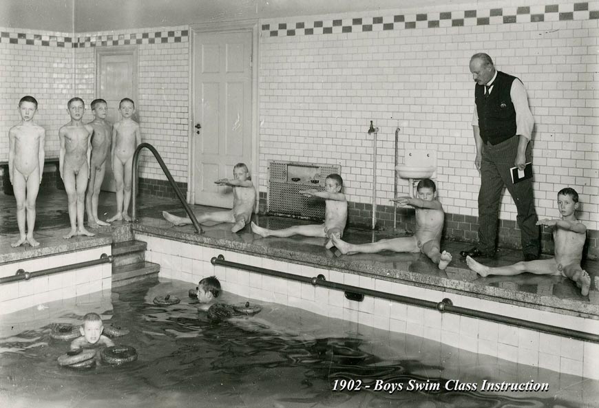 Boys swim class instruction (Инструктирование класса по плаванию для мальчиков), 1902