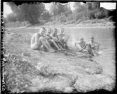 Young boys fishing crabs, swimming and sitting / Мальчики ловят крабов, плавают и сидят