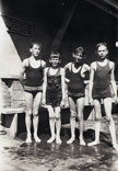 Four boys at a swimming pool / Четыре мальчика у бассейна