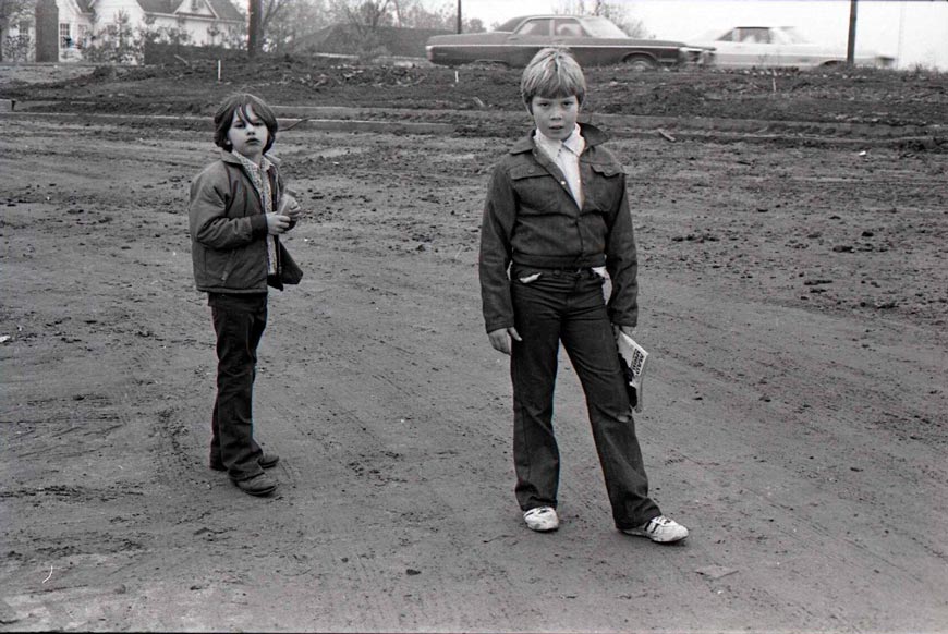 Two boys standing in a muddy lot (Два мальчика, стоящие на грязном участке), December 1972