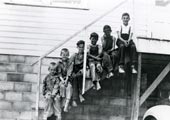 Boys seated on steps / Мальчишки, сидящие на ступенях