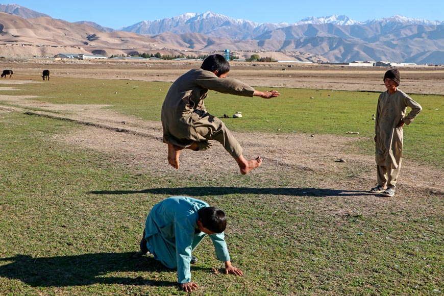 Afghan children play at a field (Афганские дети играют на поле), Nov. 2023