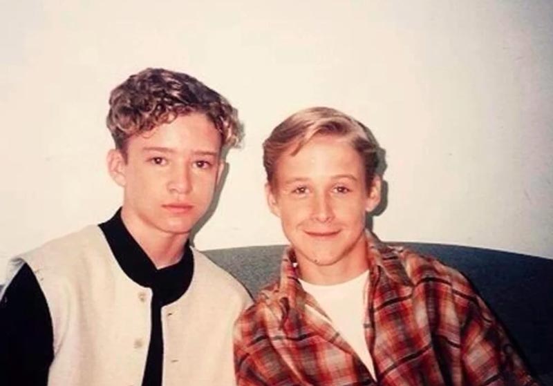 Justin Timberlake (12) and Ryan Gosling (13) during their first season on The All-New Mickey Mouse Club (Джастин Тимберлейк (12) и Райан Гослинг (13) во время их первого сезона в «Новом клубе Микки Мауса»), 1993