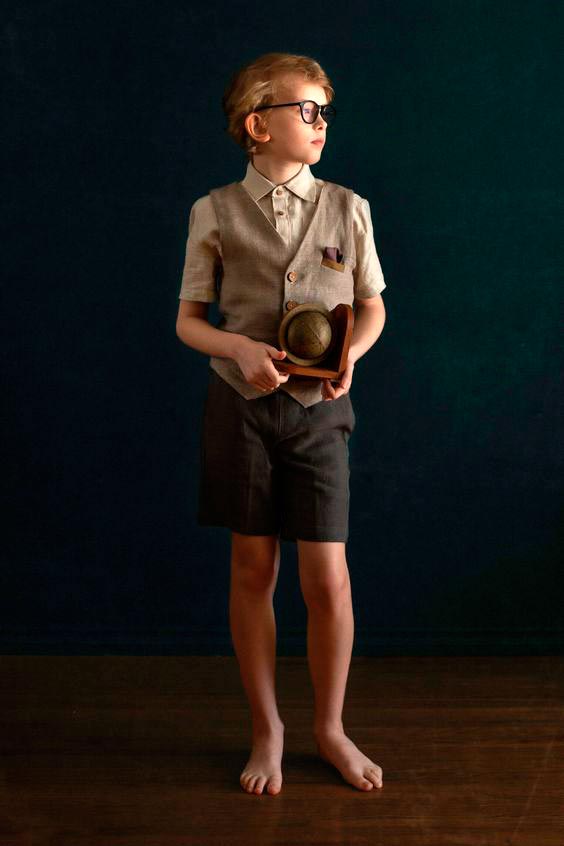 Boys Linen Short Suit (Льняной короткий костюм для мальчиков)