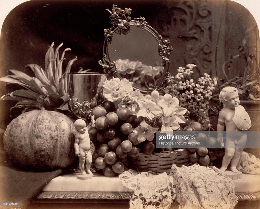 Still Life of Fruit with Mirror and Figurines (Натюрморт с фруктами, зеркалом и статуэтками), c.1860