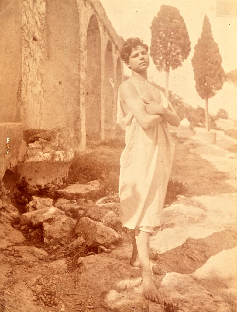 [Young man posed at Greek theater / Молодой человек, позирующий в Греческом театре], c.1890