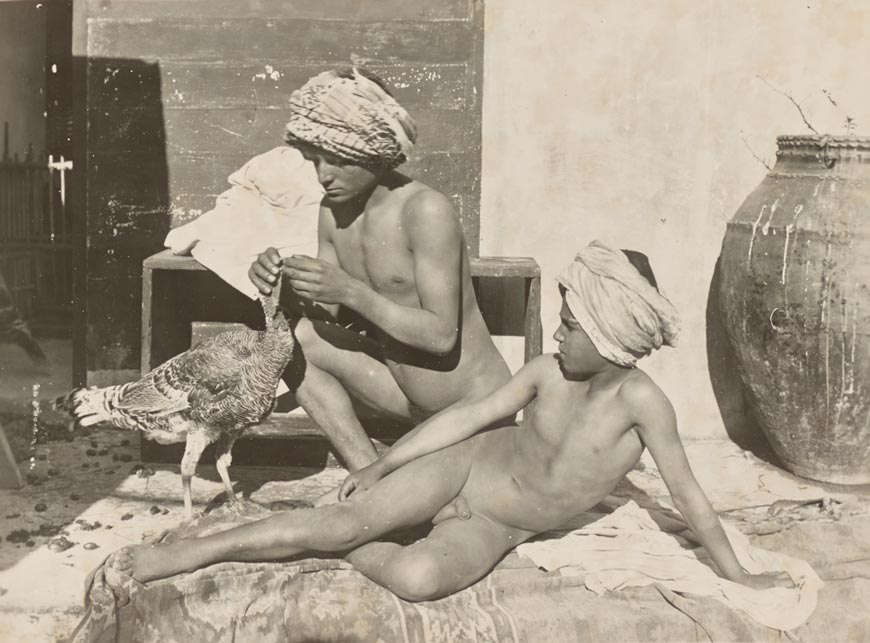 Two nude youths with turkey (Два голых юношей с индюшкой), 1890-1900