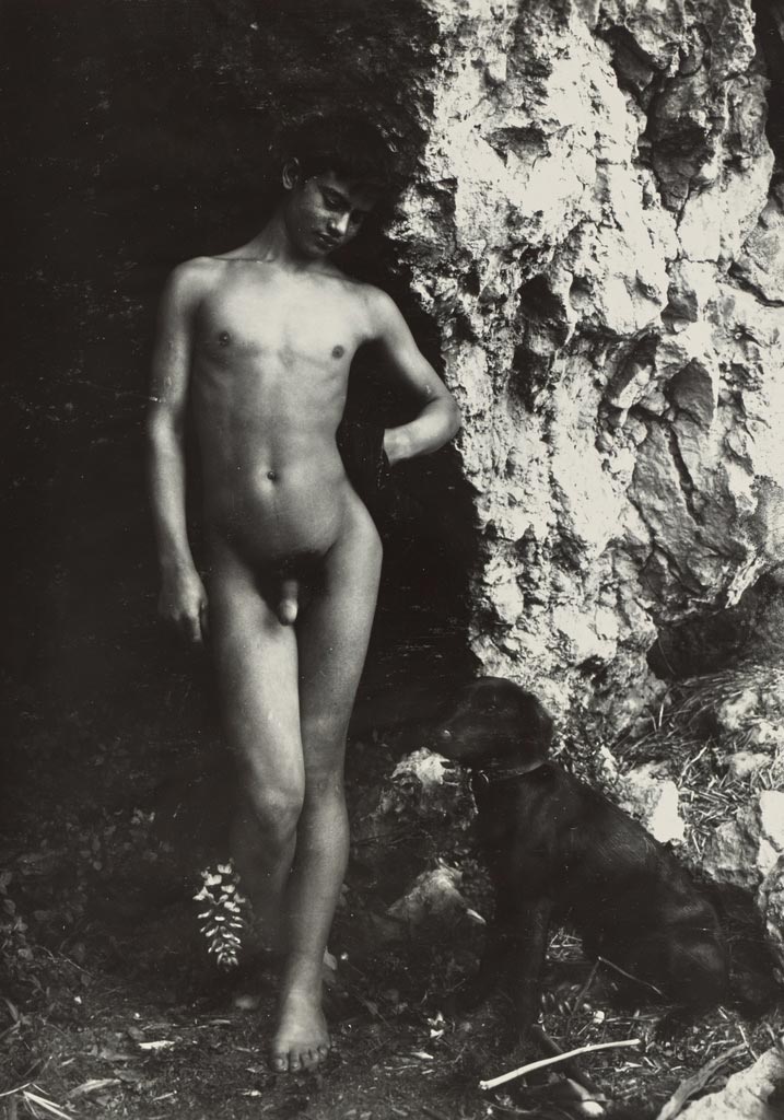 Boy standing near dog (Мальчик, стоящий рядом с собакой), c.1900