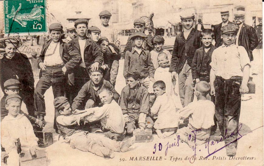 59 MARSEILLE. Types de la Rue-Petits Décrotteurs (59 МАРСЕЛЬ: Уличные типы - Маленькие чистильщики сапог), 1908