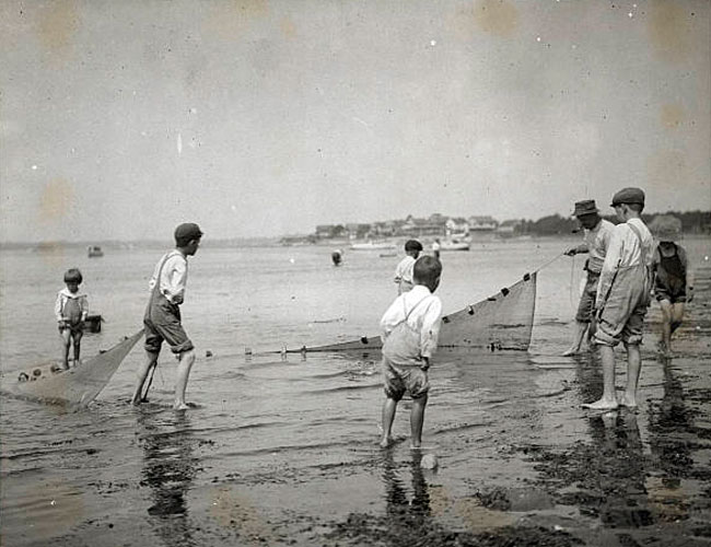 Man And Boys Catching Fish for Bait (Мужчина и мальчики, ловящие рыбу для приманки)