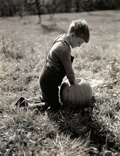 Boy Carving Pumpkin for Halloween (Мальчик, вырезающий тыкву для Хэллоуина)