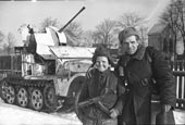 Soviet lieutenant colonel and young tanker