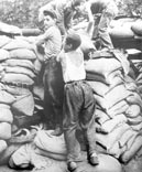 Soviet teenagers building a barricade