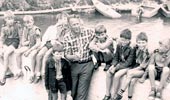 Vladislav Krapivin at the pier of the troop «Karavella»