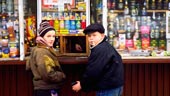 Teenagers at a kiosk