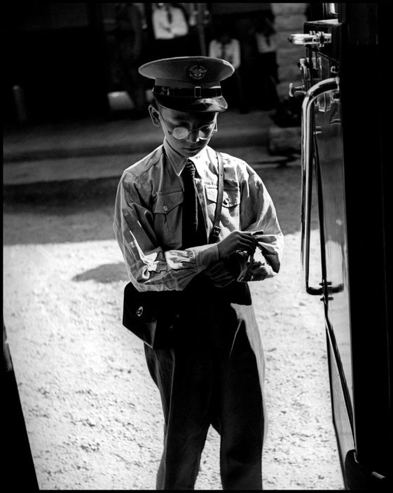 Boy working as the conductor on the Children's Train (Мальчик, работающий кондуктором на Детском поезде), 1948