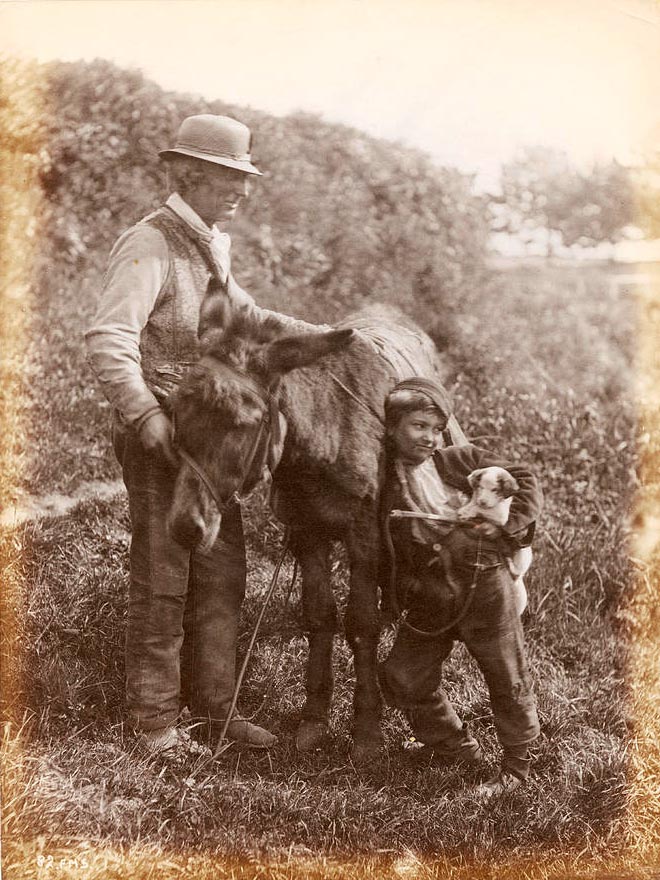 [A man and boy with a donkey and a puppy / Мужчина и мальчик с ослом и щенком], c.1890 