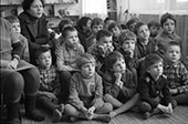 Group of first-graders viewing the funeral of Yuri Andropov - of General Secretary of the Communist Party of the Soviet Union