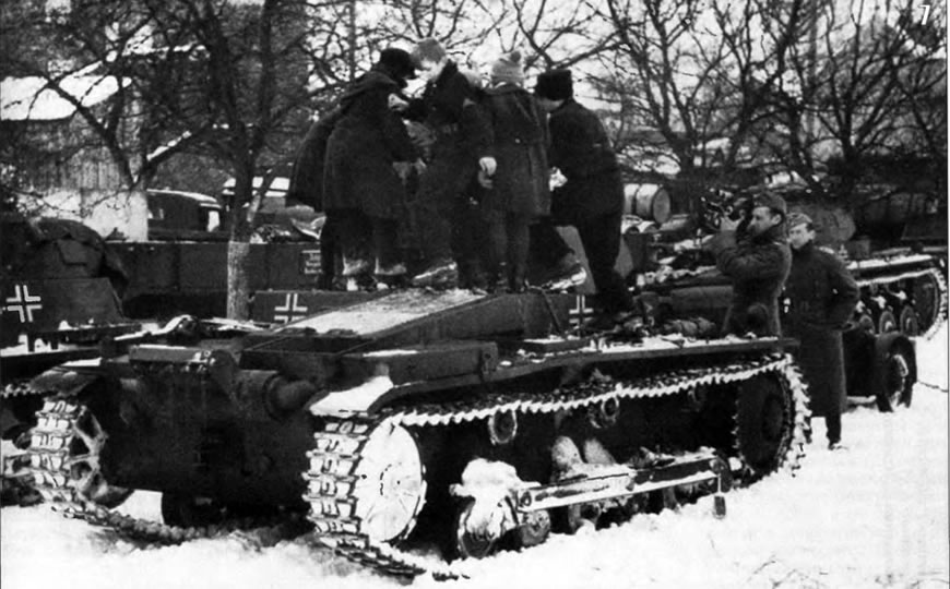 Children visiting the Tank Pz-II Ausf.b of 10th Panzer Division, 1940