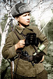 Неизвестный советский партизан (unknown soviet partisan), ок.1942, recolored using photoshop