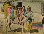 Hopi Indian children with burros (Индейские дети-хопи с осликом)