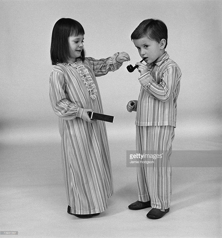 Two children try out their first pipe (Двое детей раскуривают свою первую трубку), 1964