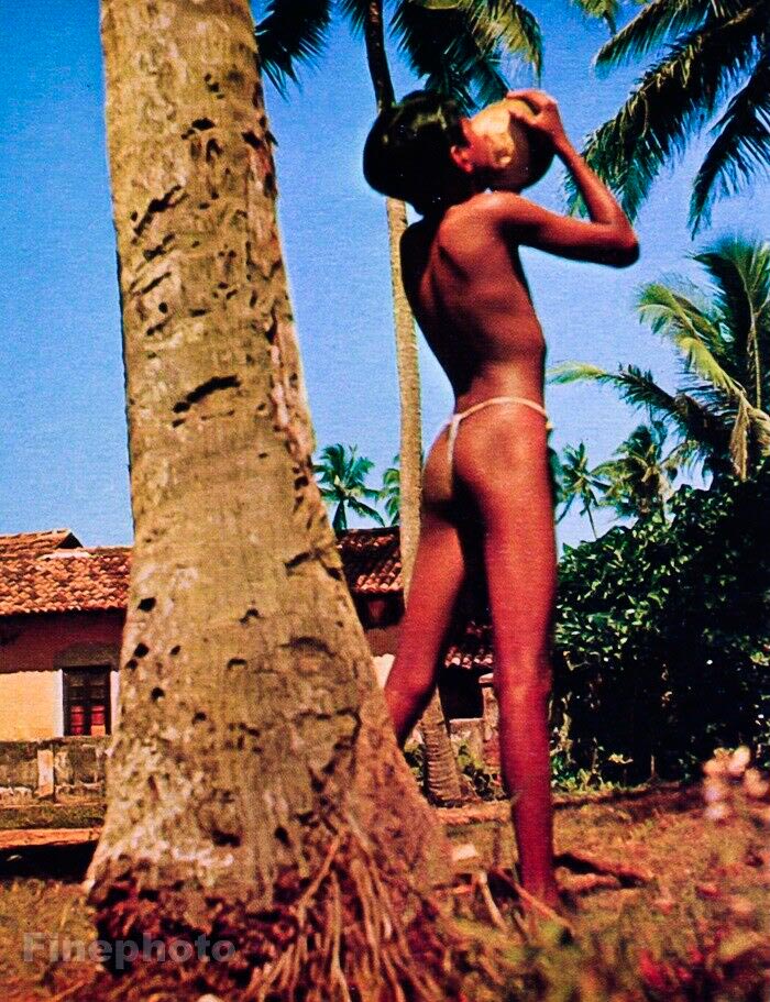 Boy drinking coconut milk (Мальчик, пьющий кокосовое молоко), 1950s