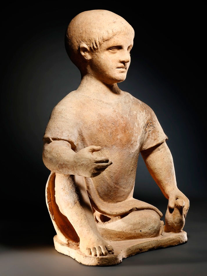 A seated boy with a dove (Сидящий мальчик с голубем), III B.C.